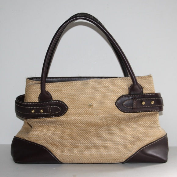 Etienne Aigner Vintage Straw and Leather Purse